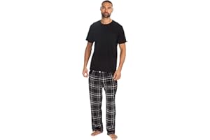 Style It Up Mens Short Sleeve Pyjama Set Cotton Top Brushed Fleece Bottoms PJ Loungewear/Nightwear