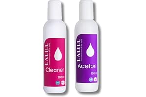 LALILL Set Cleaner Ongles Degraissant 100 ml + Dissolvant à L'acétone 100 ml - Dégraissant pour Gels, Hybrides et Brosse à Ongles - Gel Polish Remover - Dissolvant pur Acétone UV