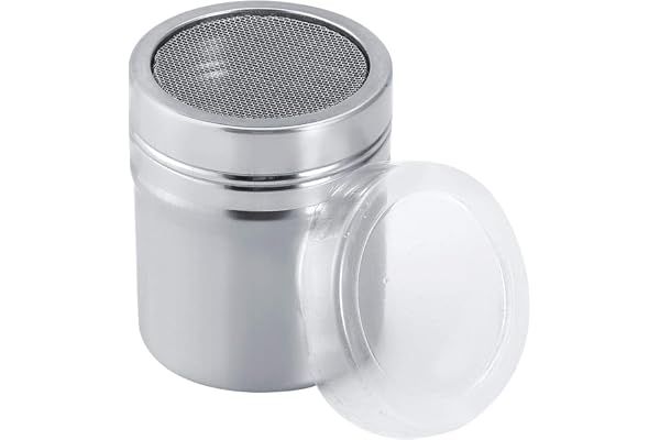 Pulversocker Shaker med lock, rostfritt stål Mesh Powder Shaker Duster Sifter för kanelsocker Pepparpulver Kakaomjöl(S)