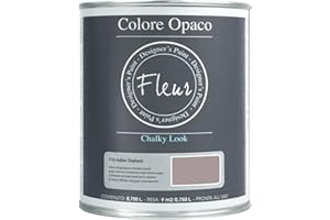 FLEUR DESIGNER'S PAINT | Pittura Chalk Paint Opaca, 750 ml, Senza Carteggiare, Multisuperficie, Colore F16 Indian Elephant, Effetto Gesso, Per Pareti e Mobili, Extra Opaco, Ad Acqua, Made in Italy