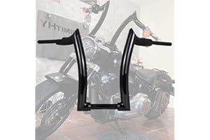 YHTIMIOX 16" Rise 2" Fat Motorcycle Handlebars Gloss Black Ape Sharp Corner Hangers For Harley Softail Touring Dyna (Not Suitable for Dual Hydraulic Lever)