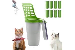 FUXHBFB Cat Litter Scoop with Large Capacity Cat Litter Box, Detachable Deep Cat Litter Shovel with 120 Count Refill Bags Large Capacity Portable Litter Shovel