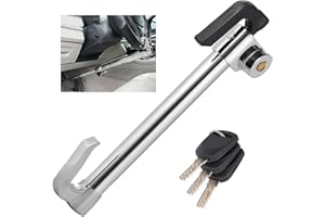 MOENDERGO Blokada kierownicy samochodu, chowany hak do blokady hamulca i sprzęgła, uniwersalna blokada kierownicy ze stali nierdzewnej z 3 kluczami do samochodu Van Truck SUV