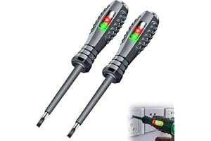 WEJOY 2-in-1 High Torque Strong Magnetic Screwdriver Electricity Detector,Electrical Tester Screwdriver,Alloy Dual Color Light Measuring Electric Pen,12V-250V Non Contact Voltage Tester(2Pcs Slotted-Head)