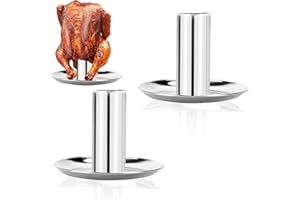 GugnRyAc Hähnchenbräter, Hähnchenhalter aus Edelstahl, Bierdose für Hähnchengrill, Zerlegbarer Geflügelbräter mit Abtropfschale (2 Stück)