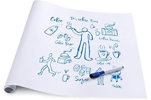 BUZZFASHION 1x Tableau blanc autocollant A5 A4 A3 A2, mural sticker tableau blanc effaçable à sec rouleau adhésif multifonctio pour l'école bureau accueil (A3/30 * 42cm)