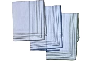WALTER GRANGE Men's Pack of 5 | Soft Handkerchiefs, Pure White & Colour Border Classic Hankie | 35% Cotton, 65% Polyester | Size of 36 x 36 cm