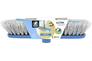 ELEPHANT ÉLÉPHANT Maison - Balai Ultra Clean - Nettoyage Facile Tous Type De Sols - Lamelles en Élastomère Et Fibres Ondulées - Plastique Recyclé - Fabriqué en France - Bleu & Gris