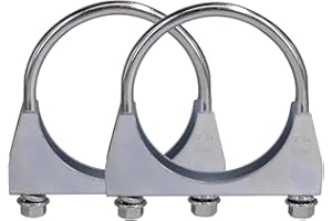 KRTOPO 2 Piece Car Clamp M8 Pipe Clamp Ø52-80 mm Special Clamp for Exhaust Pipe U-Shaped Galvanized Pipe Clamp (76mm)