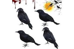 MAIBAOTEMBT Schwarze Krähe Dekoration, Halloween Krähe Dekorationen, Halloween Krähen Requisite, Krähen Requisite Horror, Realistische Raben Vögel Dekorationen, für Eine Halloween Deko Garten Horror-Party