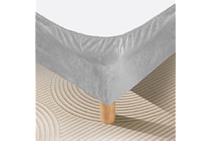 ‎DUJUIKE DUJUIKE Bettrahmenbezug, Bettvolant, Samt-Stretchstoff, vollelastisches Band, Bettrock-Ersatz, dekorativer Schutz Ihres Bettrahmens. Geeignet für Schlafzimmer (Silbergrau, King Bed Width:200-210cm)