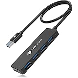 NOVOO USB-hubb, 4-i-1 Data Hub USB 3.0, ultratunn och med 60 cm kabel, 5 Gbps snabb överföring USB till USB-adapter för Macbo