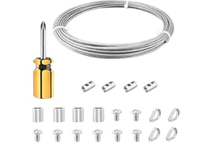 fshihine 10M Garden Wire for Climbing Plants, 2mm PVC Coated Stainless Steel Cable with Wire Rope Clips & Thimbles for Fence, Vine Eyes for Climbing Plants, Trellis, Outdoor String Light Hanging