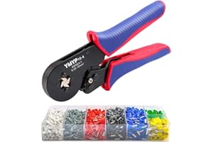 YMYP Ferrule Crimping Tool AWG 23-7 (0.25mm²-10mm²) with 1900PCS Ferrules Kit, Square Crimper for End-Sleeves Terminal - Self-Adjusting Racheting Tool
