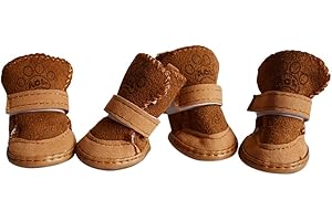 Tonsee 4Pcs Hundeschuhe Winter Schnee Warm Babyschuh Haustier Hund Chihuahua Schuhe Stiefel (Khaki, S)