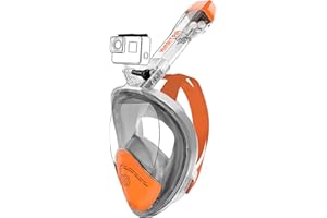 HINATAA 180°Full Face Snorkel Mask,Double Floating Ball Design Anti-Leak Free Breathing,Full Dry Anti Fog Breathing System Snorkeling Mask,Professional Snorkeling Set