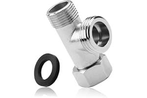 HEMLOSK 3 Wege Ventil T-Stück Aus Messing – WC-Anschlussventil 3/8" Gerade & 1/2" Seitlich, 3/8 T Stück Wasseranschluss, Robuster T-Adapter für WC-Tank, Waschmaschine, Brausearmatur, Bad & Küche (1 Stück)