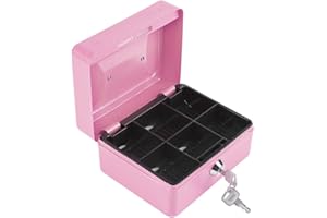 MOUMOUTEN Mini Safe Tresor, Tresor für Zuhause, Tragbares Abschließbares Bargeld Stahl mit Münztresor Sicherheitsbox mit 2 Schlüsseln,Tresor Feuerfest Wasserdicht (Rosa)