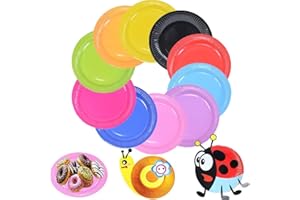 Amebleak Platos de Papel Fiesta, 100 Piezas Platos Desechable, 7inch Platos Carton, DIY Color Platos Desechables Cumpleaños, Para Cumpleaños, Bodas, Fiestas, Picnic (B)