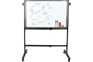 FEFE-Whiteboard with Dry Erase with Marker Tray, Silver Aluminum Frame White Board Planner for Home Office Classroom-Flip Chart Easel Lightweight (Wheel Whiteboard 90x60)