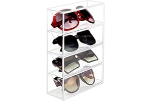 AOTOPYU apilable Organizador para gafas, gafas de sol, gafas de lectura, 4 Cajones, transparente Organizador de Maquillaje Acrílico para Almacenaje de Cosméticos