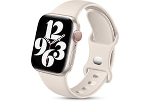 Charlam Compatible with Apple Watch Strap 38mm 40mm 41mm 42mm for Women Men, Sport Band Soft Silicone Replacement Straps Compatible with iWatch SE Series 10 9 8 7 6 5 4 3 2 1, Starlight