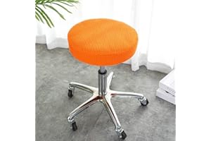Lukery Copri Sgabello Rotondo Elastico Lavabile Sedia Copre Fodera Coprisgabello Facile da Pulire Protettiva Copre per 35-42cm Sgabello da Bar, Ufficio Festa in Hotel Sedia (1pcs,arancia)