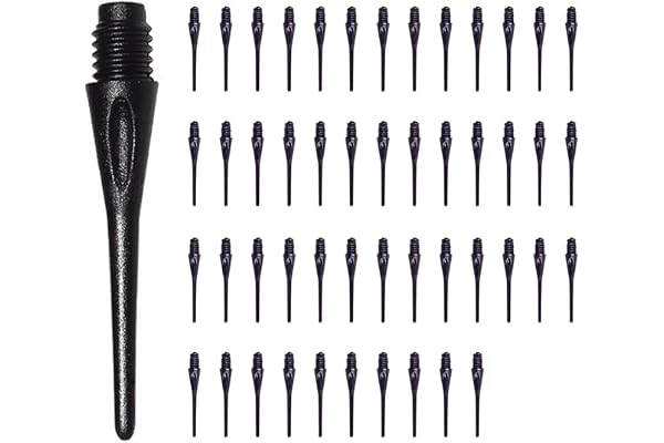 50 Pièce Pointes de Fléchettes en Plastique, Embouts de Fléchettes en Plastique, Pointe de Fléchette Souple, Professionnel Bout Fléchettes, Filetage 2BA, Pour Fléchettes Électroniques (Noir)
