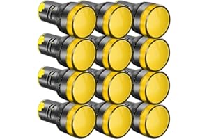 Gebildet 12pcs 22mm AC/DC 12-24V/20mA LED Indicatore di Alimentazione, Indicatore di Pannello di Segnalazione, Pilota LED, Luce di Segnalazione a LED (Giallo)