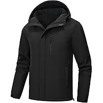 Huayuzh Softshelljas voor heren, waterdicht, ademend, winddicht, regenjas, licht met capuchon, hardlopen, wandelen, XXL