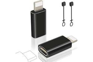 layajia Adaptador USB C a Lightning, Adaptador Lightning a USB C para iPhone 14/13/12/11/iPad/Airpods, Soporta Carga/Transmisión de Datos, No para Auriculares/Audio/OTG, Anti-Pérdida, 2 Piezas, Negro