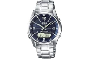 Casio Wave Ceptor Herrenarmbanduhr, Solar und Funkuhr, Saphirglas, massives Edelstahlgehäuse und Armband