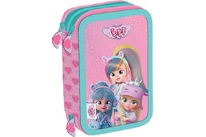 Maricart | Astuccio a 3 Scomparti per Bambina da Scuola Elementare, Astuccio Completo di 44 Pezzi a Tre Zip con Portapenne – BFF by Cry Babies