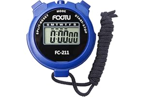 FCXJTU Digital Stopwatch Single Lap/Split Memory Stopwatch 12/24 Hour Clock Alarm Timer, Calendar with Lanyard Battery Included for Kids, Family and Sport Events