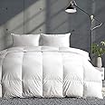 APSMILE Fluffy Feathers Down Comforter King Size, Organic Cotton Cover Feathers Down Duvet Insert for Warm Weather, High Fill Power Lightweight Blanket for Summer (Ivory White, 106x90)