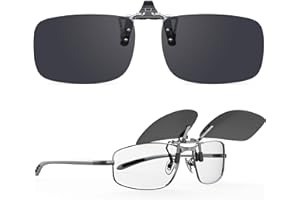 Goiteia Polarized Flip up Clip on Sunglasses Mens Women-Durable Wide Steel Clip for One-Handed Driving Use-Upgraded No Blue Glare