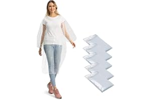 ‎OPRET Opret 5/10/20 Stück Durchsichtig Regenponcho Damen Herren, Wasserdicht Regenschutz Regencape mit Tunnelzug Kapuze und Elastische Manschette, Leichtgewichts Regen Poncho Transparent