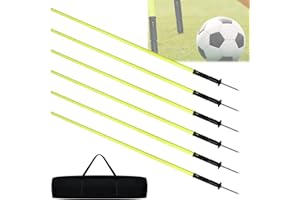 NAIZY Piquets de Slalom, Accessoire d'Entraînement au Football, Ensemble de 6 Barres de Haies de 1,5m/1,8m avec Piquet de Sol et Sac de Transport, Barres d'Entraînement à l'Agilité, Slalom pour Football et Entraînement d'Agilité pour Chiens
