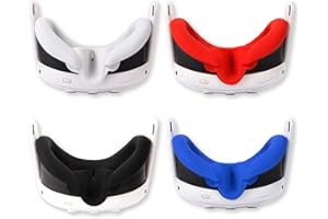 OOAVR VR-Silikon-Gesichtsabdeckung für Oculus Quest 3, leichte, dünne VR-Gesichtspads, wasserdicht, schmutzabweisend, Ersatz-Gesichtskissen, VR-Pads, Zubehör (Schwarz + Grau + Blau + Rot)