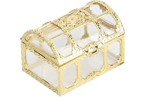 Fdit 12 szt. kwadratowy skarb kształt klatki piersiowej pudełko na cukierki pudełko na czekoladki słoik dekoracja na dzień dziecka ślub przyjęcie (złoty)