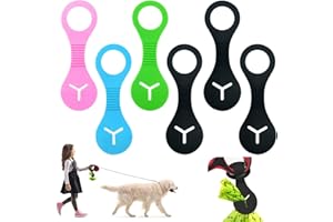 KASESSS 6 Stück Kotbeutelhalter Silikon, Hundekotbeutel halter für Leine, Flexibler Hundekotbeutel Clips für Hundespaziergänge, Kotbeutelspender mit Anti-Rutsch-Streifen Hundekotbeutelspender