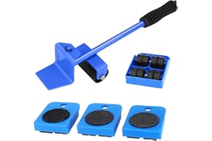 hicoosee Leve Meuble roulettes pour Meubles Lourd avec 4 Pack Rouleau Kit Deplacement Meuble, Deplace Meuble Lourd sans Effort, Patins Rotatifs à 360 Degrés, Charge Maximale 150kg (Bleu)