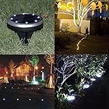 (8 Pack) 8 x LED Solar Leuchte außen Garten Solarleuchte Bodenleuchte Edelstahl Außenleuchte Wasserdicht Solar Gartenleuchten , Dunkel Sensorik-Landschaftslichter für Rasen Weg Hof Fahrstraßen Innenhof Gehweg Pool-Bereich (Weiß) - 7