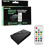 GameMax ARGB PWM Fan Hub, Powering Up To 6 Fans (3 Or 4 Pin), 3 Pin Motherboard Header, RF Remote Controller Included (System