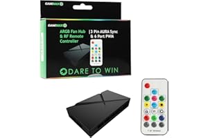 GameMax ARGB PWM Fan Hub, Powering Up To 6 Fans (3 Or 4 Pin), 3 Pin Motherboard Header, RF Remote Controller Included (System Fan, Radiators & CPU Fan) | Black