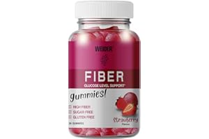 Weider Fiber Gummies (36 Gommes) Goût Fraise. Gommes avec 6g de Fibre Soluble Fibersol/portion, Aide à la Digestion et au Control de la Glycémie. Sans Sucres Ajoutés, Sans Gluten.