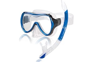 AQUAZON Capri Ensemble de plongée Libre de Haute qualité, Ensemble de Natation, Masque et Tuba avec Verre trempé, Tuba avec Semi Dry Top pour Enfants, Adolescents de 7 à 12 Ans