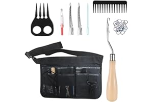JOURNDREAM Kit de bricolage pour crinière de cheval, tressage avec ceinture amovible, crochet pour tapis, broche, pinceau, coupe-fil, peigne à crinière, pinces à cheveux et élastiques pour chevaux occidentaux
