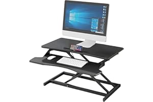 GROSSē Height Adjustable Engineered Wood and Powder Coated Metal Finish, Ergonomic Desk Risers for Standing or Sitting Professional Sit and Stand Workstation (65*40cm)