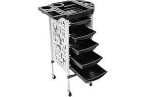 KANGTEN Friseurwagen Bedienungswagen mit 5 Schubladen und Rollen Salon Arbeitswagen Rollwagen Trolley Stylist Friseur Weiß